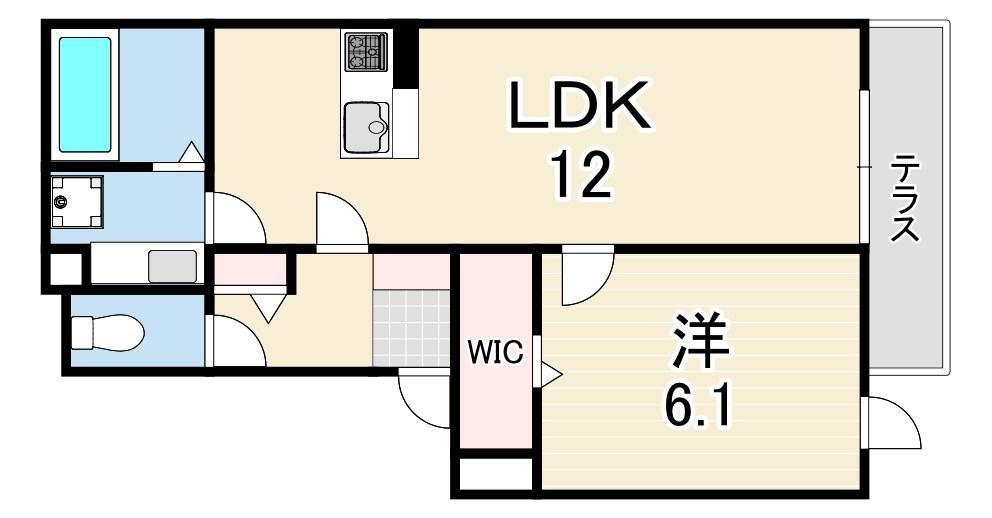 YKメゾン舞子台(1LDK/1階)の間取り写真