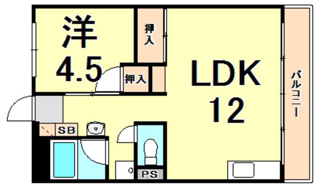 ビレッジハウス南清水タワー1号棟(1LDK/8階)の間取り写真
