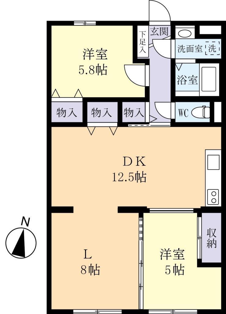 アルフォート梅園(2LDK/1階)の間取り写真