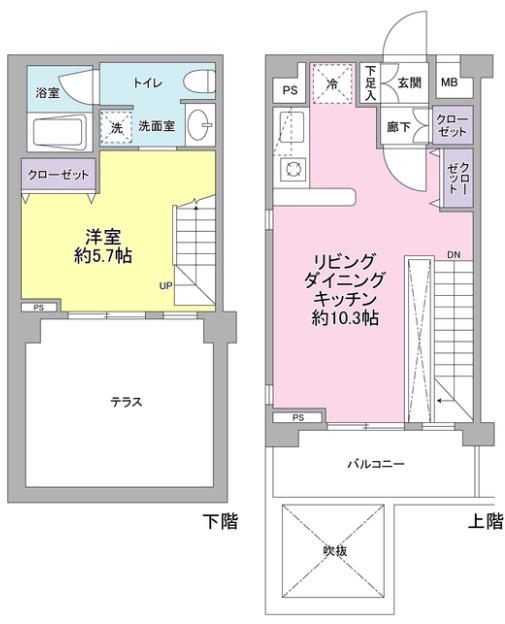 サンピエス桜新町(1LDK/B1階)の間取り写真