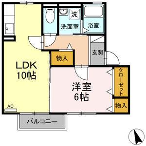 MAISONNETTEアルペンローゼ(1LDK/2階)の間取り写真