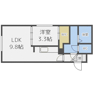 フィオーレ山鼻(1LDK/4階)の間取り写真