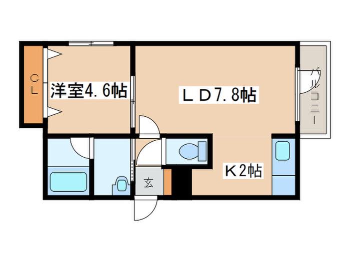 BLAST麻生(1LDK/3階)の間取り写真