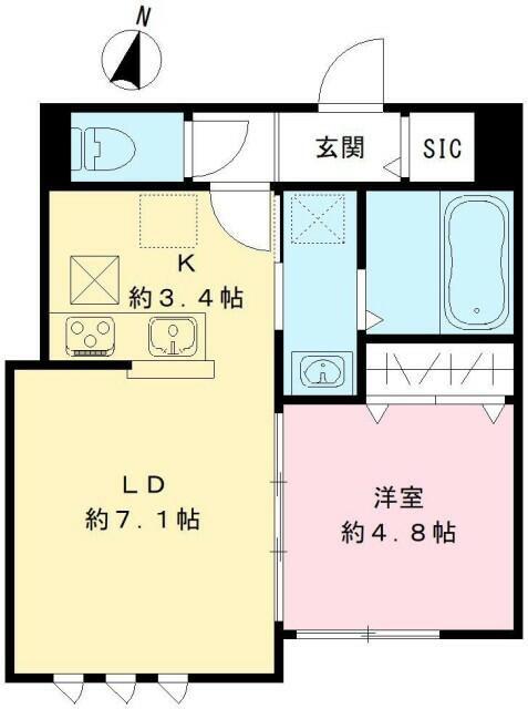 スレイベル井の頭 IOT(1LDK/1階)の間取り写真
