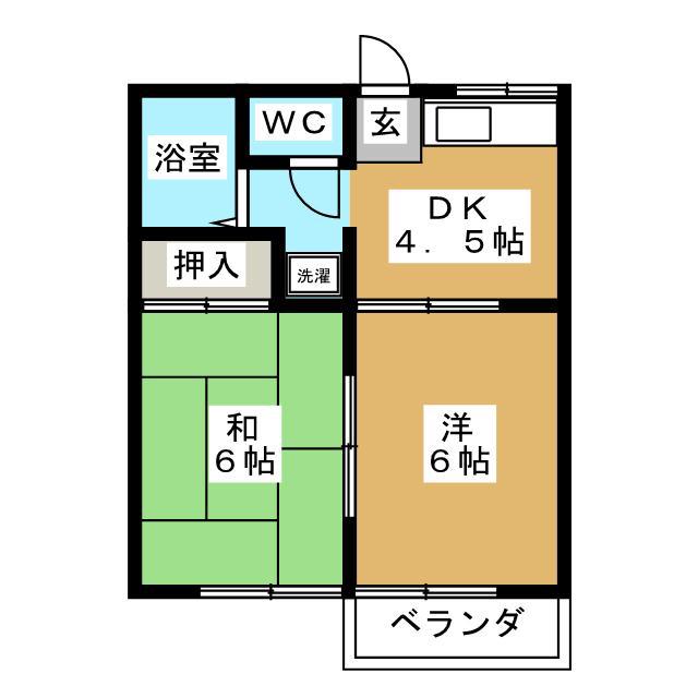 メイゾン長嶋(2DK/2階)の間取り写真