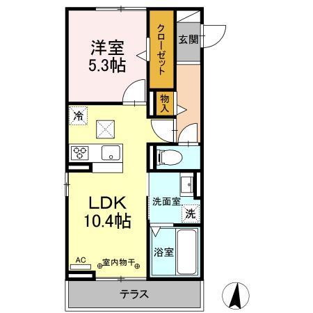 カーサグランデ(1LDK/1階)の間取り写真