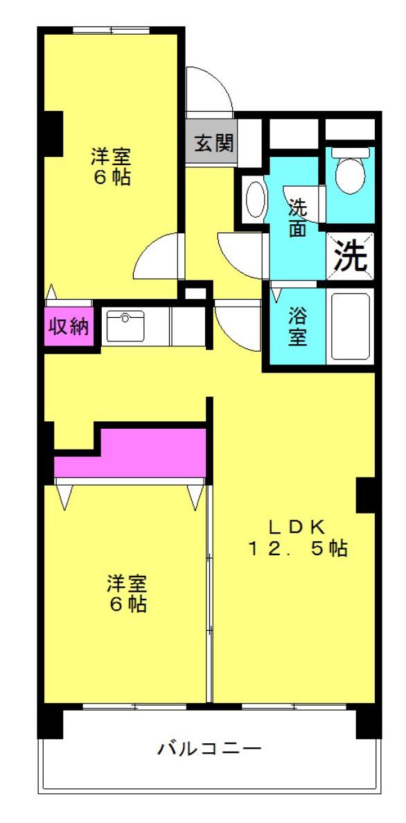 パレウイング(2LDK/4階)の間取り写真
