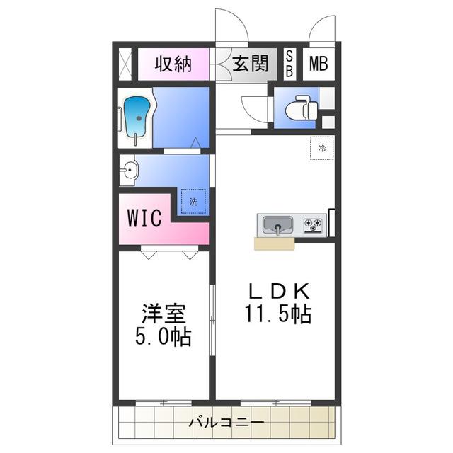イデアルMIYA(1LDK/1階)の間取り写真