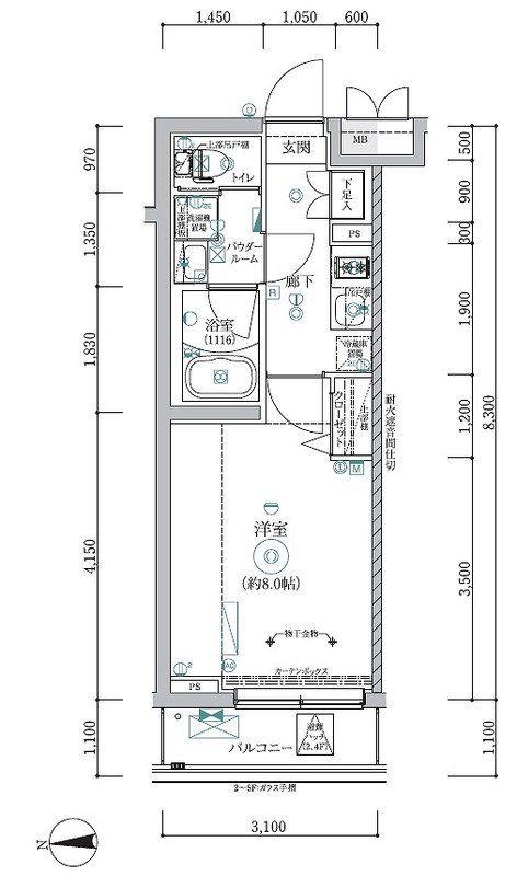 RELUXIA三軒茶屋(1K/4階)の間取り写真