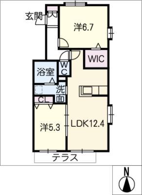 グランヴィラ中村公園(2LDK/1階)の間取り写真
