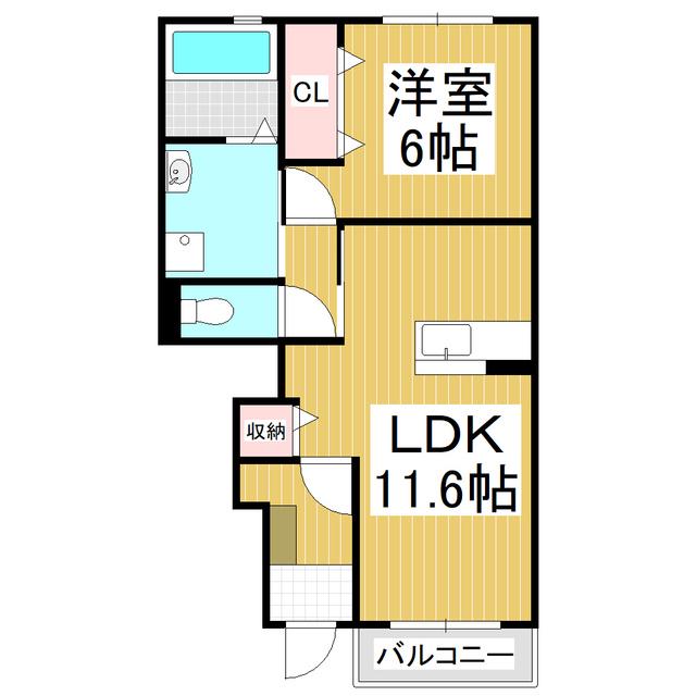 SKY BLUE RAISIN(1LDK/1階)の間取り写真
