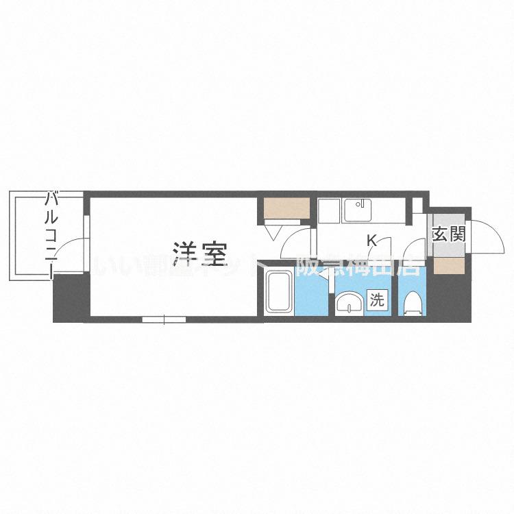 スプランディッド京橋イースト(1K/11階)の間取り写真