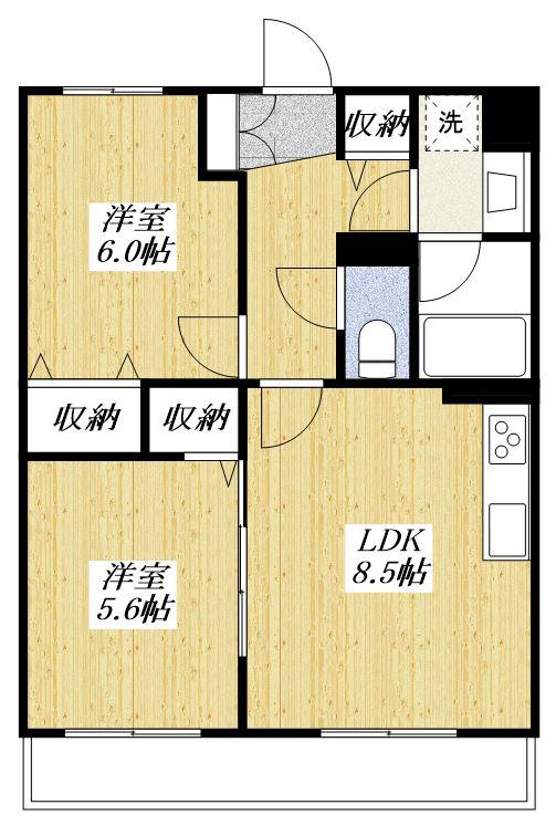 クオリアガーデン千人町(2LDK/1階)の間取り写真