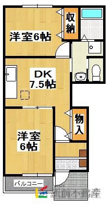 アビターレ吉井A(2DK/1階)の間取り写真