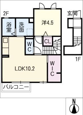 ルヴァン シエル(1LDK/2階)の間取り写真