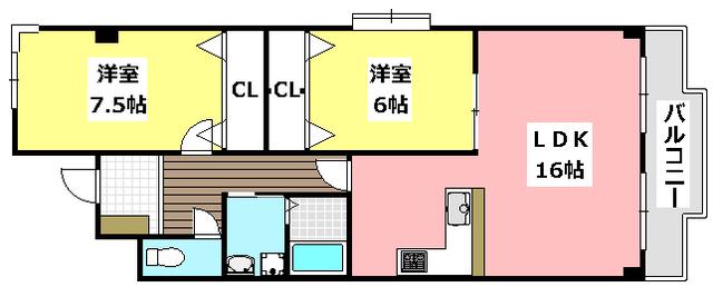 パピヨンさわらぎ(2LDK/3階)の間取り写真