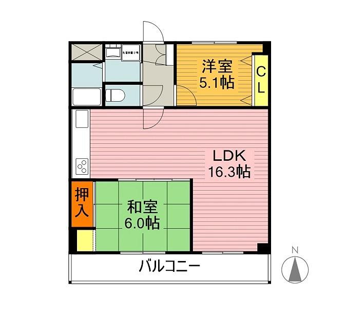メゾン第5初島(2LDK/2階)の間取り写真
