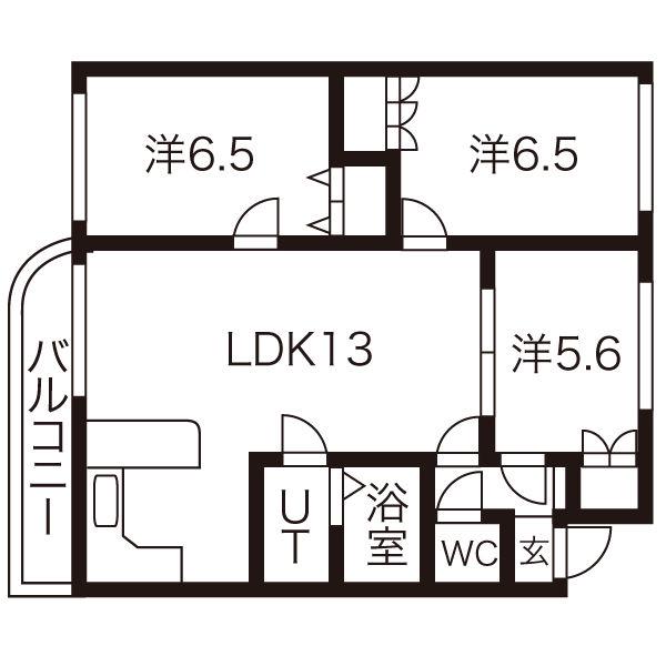 ドルチェ旭ヶ丘(3LDK/1階)の間取り写真
