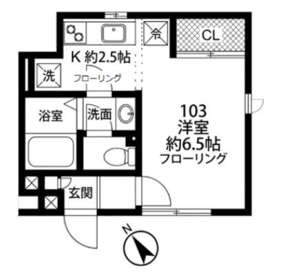 グレイス南浦和(1K/1階)の間取り写真