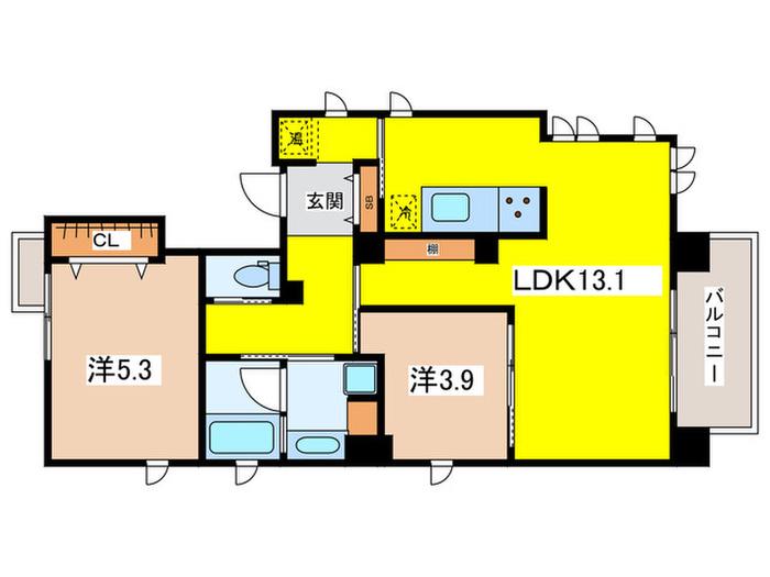 望園荘ウィル南田辺5丁目(2LDK/5階)の間取り写真