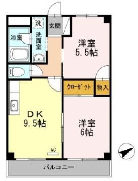 サンシティー(2DK/2階)の間取り写真