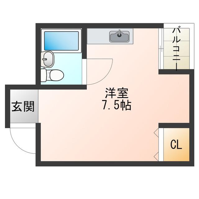 千代崎ハイツ(ワンルーム/2階)の間取り写真