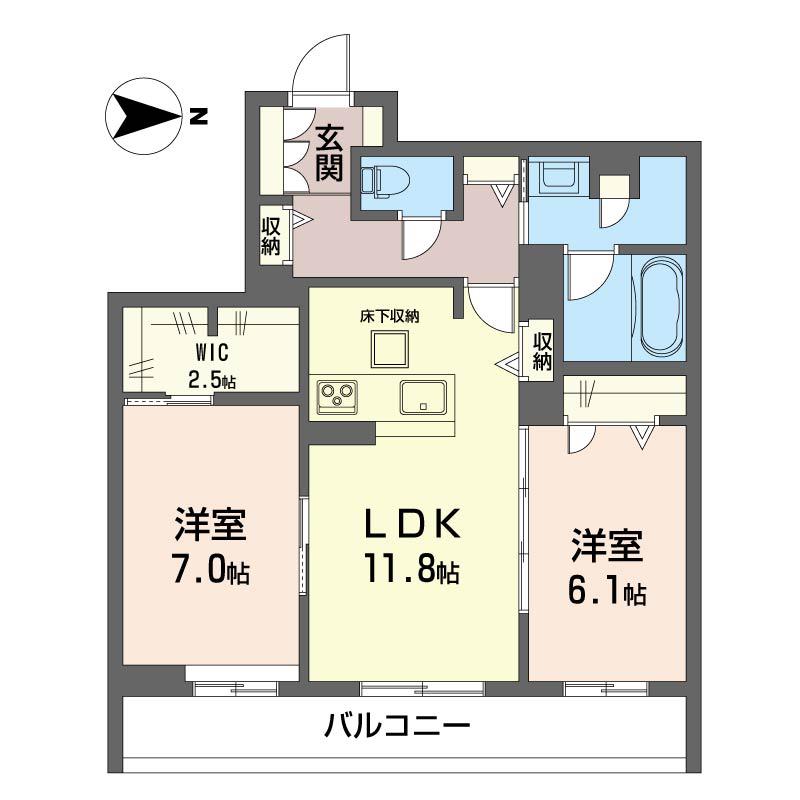 ラ ベルヴィ(2LDK/1階)の間取り写真