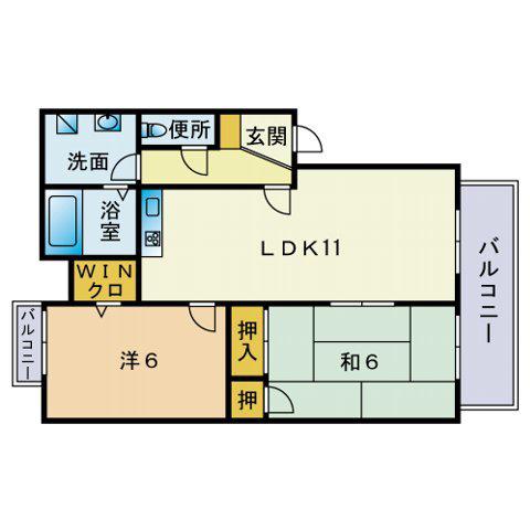 エスペランサ舞松原(2LDK/2階)の間取り写真