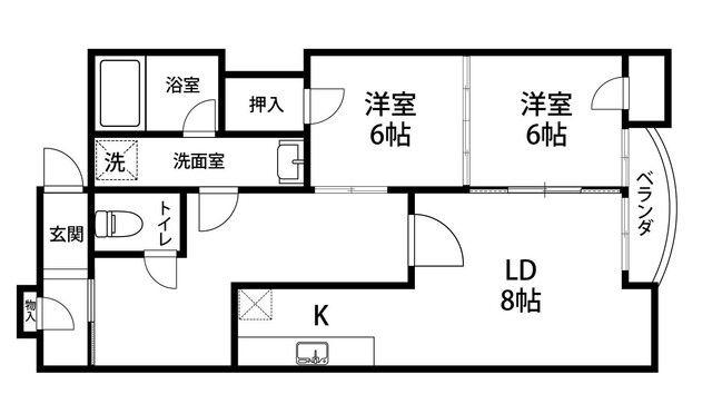 川口ハイツ(2DK/4階)の間取り写真