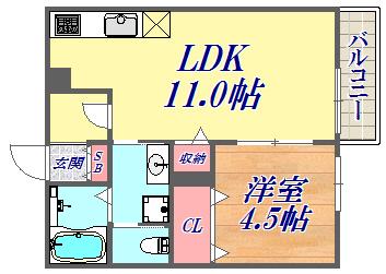 タウンコート大同(1LDK/2階)の間取り写真