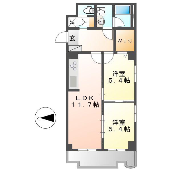FIBRE SAKAE(2LDK/8階)の間取り写真