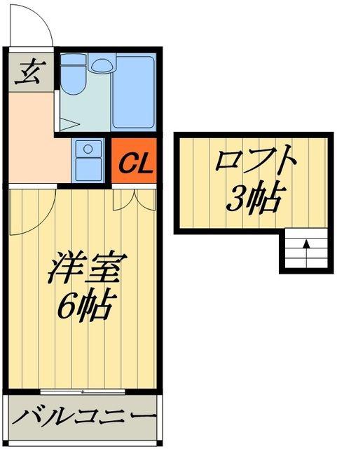 J・HANK草加(1K/2階)の間取り写真