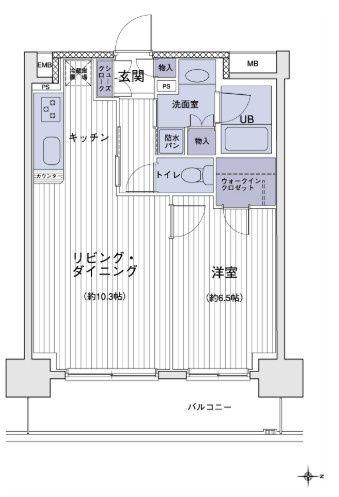 エスティメゾン大島(1LDK/13階)の間取り写真