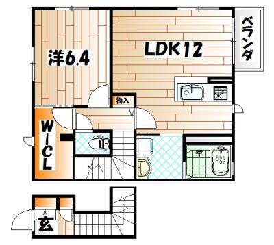 アミコート藤松(1LDK/2階)の間取り写真
