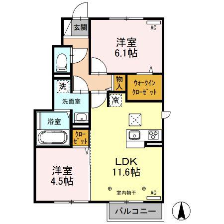 フランボワーズ(2LDK/1階)の間取り写真