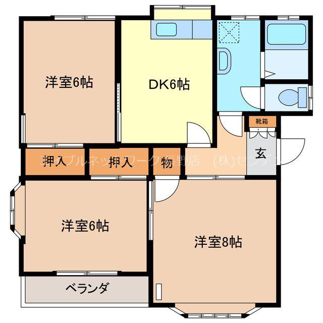 サンハイツ田中(3DK/2階)の間取り写真