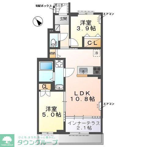 ZEUS野田I(2LDK/1階)の間取り写真