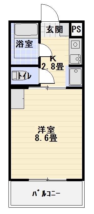 ユーアイハイツ(1K/1階)の間取り写真