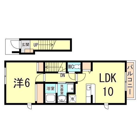 レインボーズヒル(1LDK/2階)の間取り写真