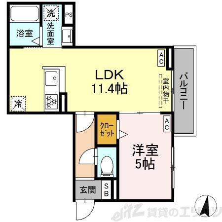 グラナーデ堤通(1LDK/2階)の間取り写真