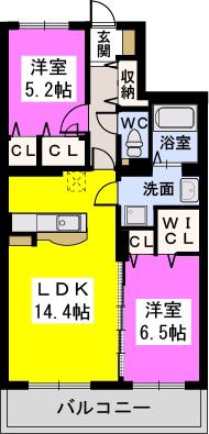 ココテラスK(2LDK/4階)の間取り写真