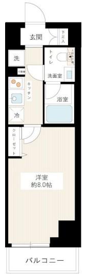 ハイズクレセール清澄白河(1K/4階)の間取り写真