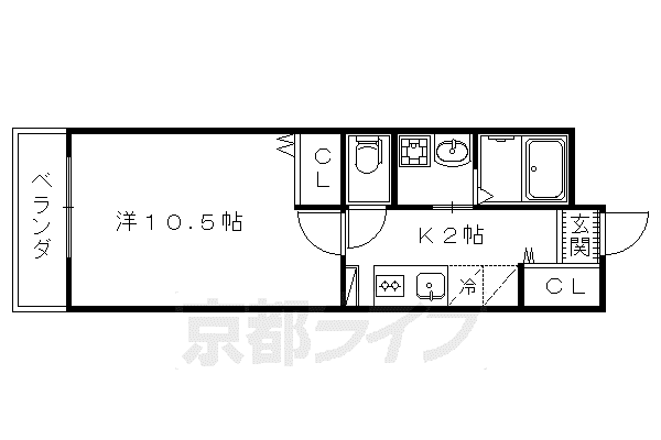 グランレブリー御所西II(1K/2階)の間取り写真