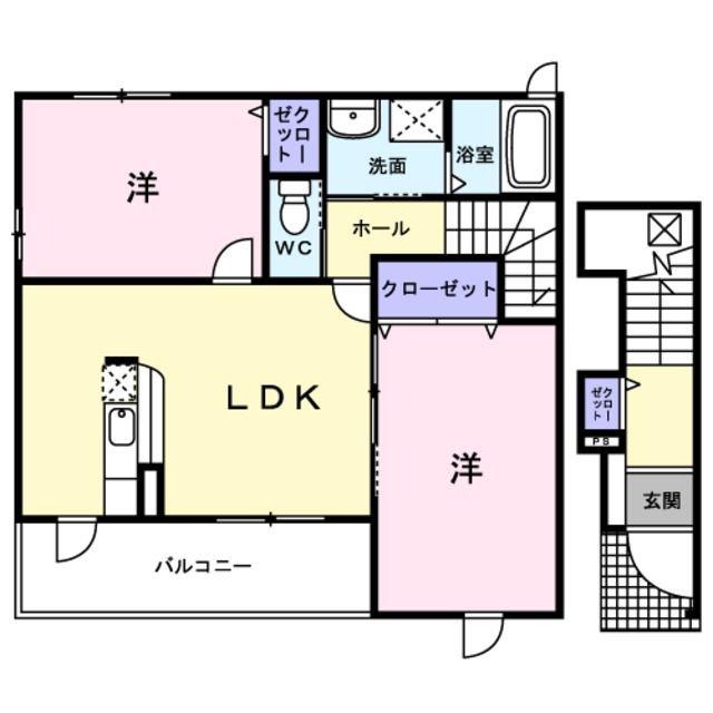 ミルト・ブリーゼ(2LDK/2階)の間取り写真