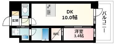 ズーノクルーズ江坂(1LDK/3階)の間取り写真