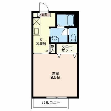 ディアス スクエア(1K/2階)の間取り写真