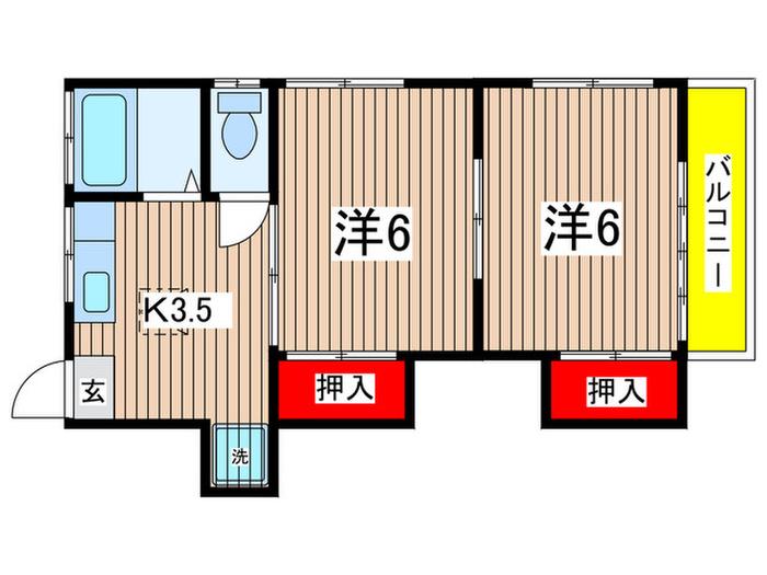 第2越路コーポ(2K/1階)の間取り写真