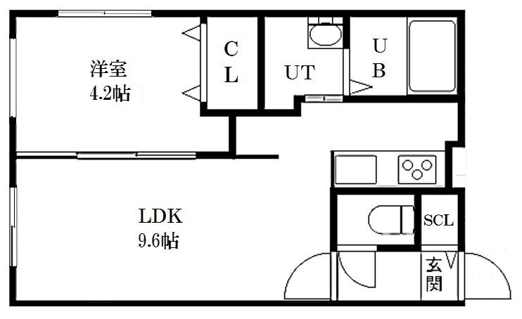 AMINAS T15(1LDK/1階)の間取り写真