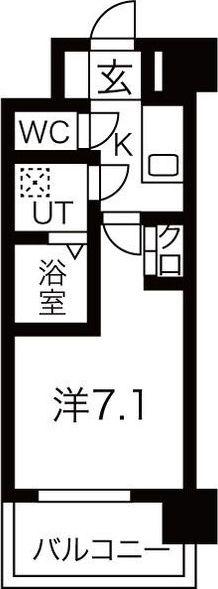 アーバンフラッツ新大阪I(1K/7階)の間取り写真