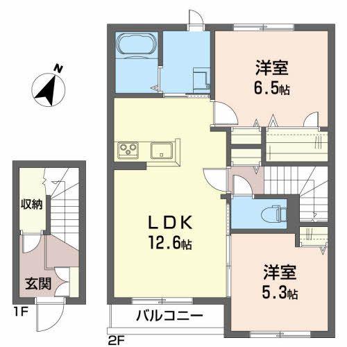 シャーメゾン ミュウ(2LDK/2階)の間取り写真